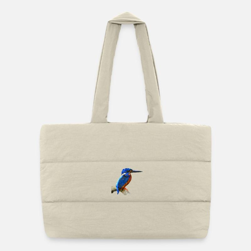 Kingfisher Bird Design Nature Fishing Gift Puffer Shopping Bag
