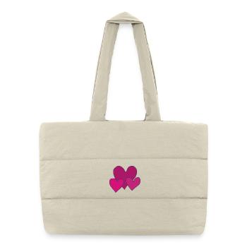 Hearts pink - Puffer Shopping Bag - natural - Front