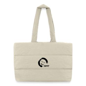 Visage endormi, etc., cercle avec le visage endormi - Sac shopping matelassé - blanc naturel - Devant