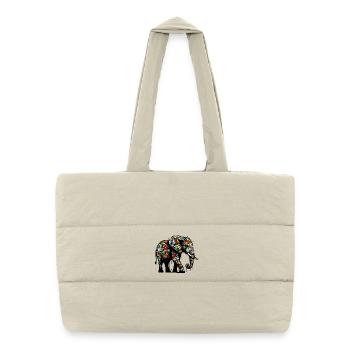 Éléphant - Sac shopping matelassé - blanc naturel - Devant