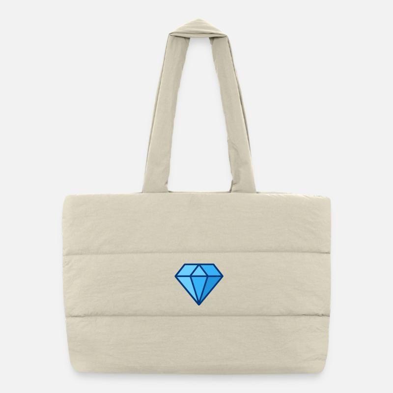 Geometrischer Diamant - Puffer-Einkaufstasche - Naturweiß