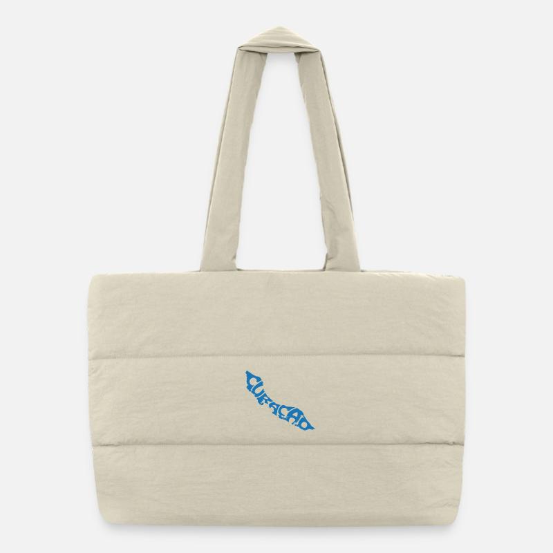 Curacao Map Artistic Typography Design Puffer Shopping Bag