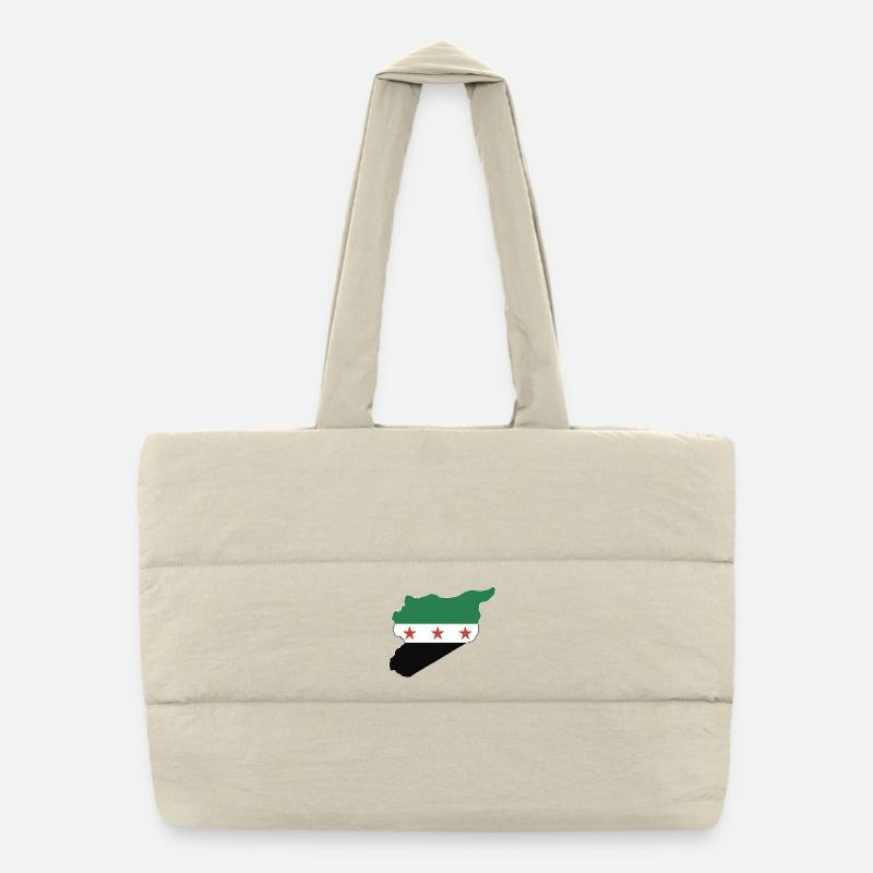  syria flag  and map علم وخريطة سورية  - Puffer Shopping Bag - natural