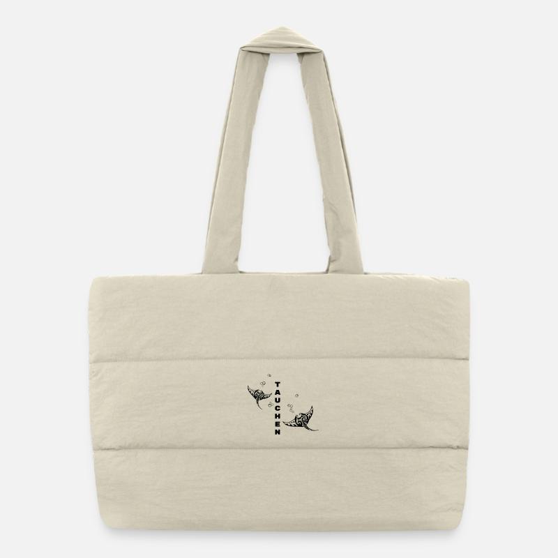 Diving – Tribal Manta Rays Design Puffer Shopping Bag
