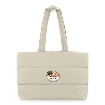 Bol de ramen mignon avec visage souriant - Sac shopping matelassé - blanc naturel - Devant