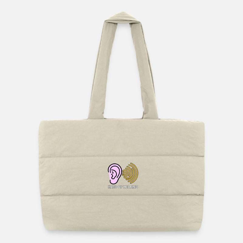 Hearing Impaired Symbol with Sound Waves Puffer Shopping Bag