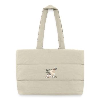 Illustration de l’étirement Cream Cat - Sac shopping matelassé - blanc naturel - Devant