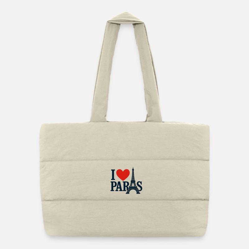 Ich liebe Paris Eiffel Herz Puffer-Einkaufstasche