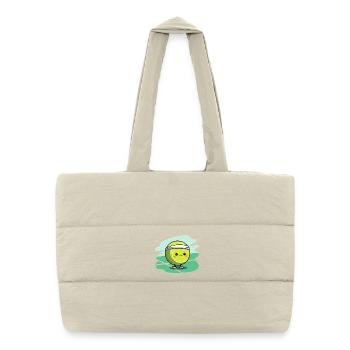 Kawaii Tennisball auf Court - Puffer-Einkaufstasche - Naturweiß - Vorne