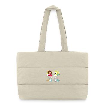 Cute_birdie_and_her_friends - Sac shopping matelassé - blanc naturel - Devant