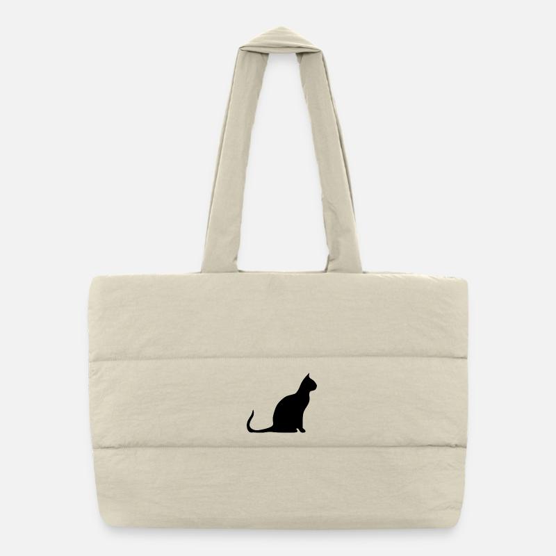 black cat cat black cats silhouettes Puffer Shopping Bag