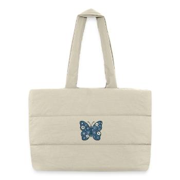Blue Blossoms Butterfly Floral - Puffer Shopping Bag - natural - Front