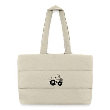 Chic tractor - tractors - tractor - Bulldog - Puffer Shopping Bag - natural - Front