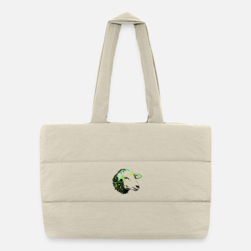 Sheep, lamb, shepherd, nature, environment, - Puffer Shopping Bag - natural