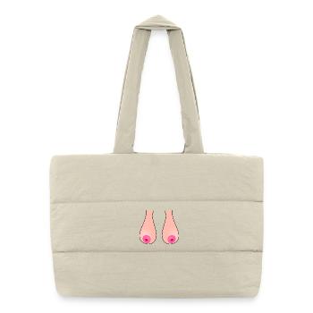 Hanging tits, breasts, sagging, hangers, breasts - Puffer Shopping Bag - natural - Front