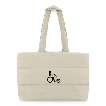 Rollstuhlfahrer mit Handbike-Symbol * - Puffer-Einkaufstasche - Naturweiß - Vorne