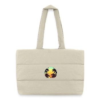 Sunset under palm trees - Puffer Shopping Bag - natural - Front