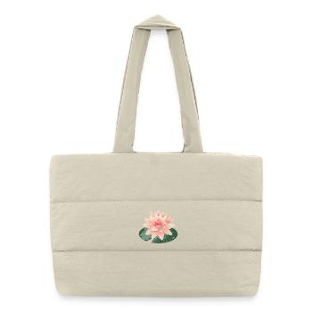 Beau nénuphar avec pétale de nénuphar vert - Sac shopping matelassé - blanc naturel - Devant