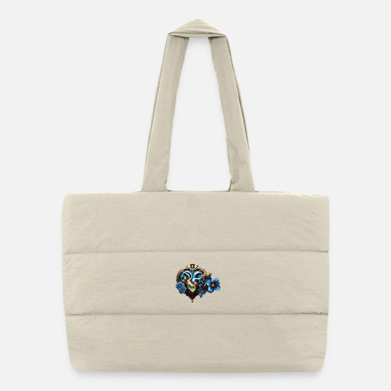 Awesome Steampunk Heart Puffer Shopping Bag