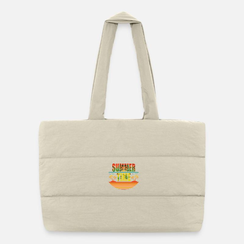 Summer Time Palm Islands and Seagulls Puffer Shopping Bag