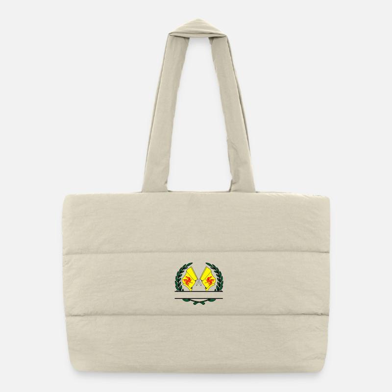 Drapeaux wallonie Belgique bannière couronne de laurier Sac shopping matelassé