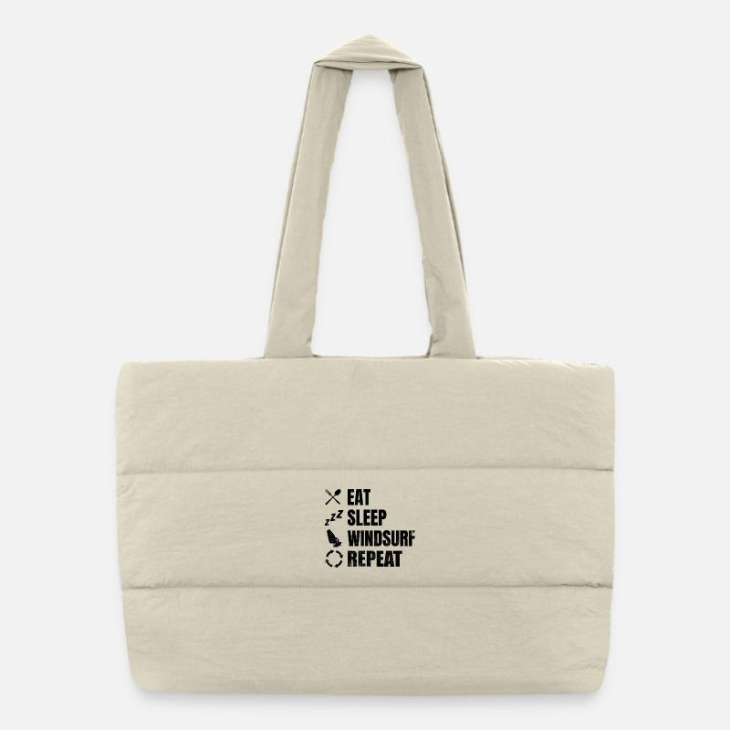Eat Sleep Windsurfing Repeat Puffer Shopping Bag