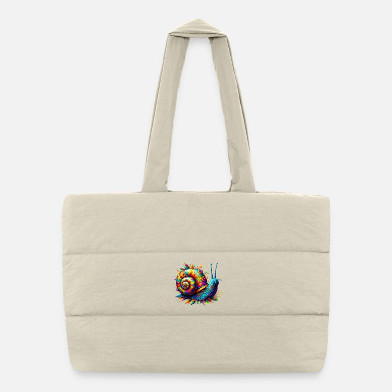 Escargot - Sac shopping matelassé - blanc naturel