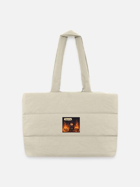 This Is Fine - Gesteppte Shopping Bag - Naturweiß