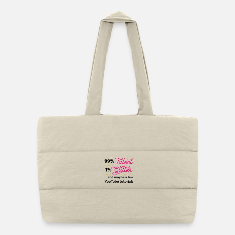 Talent Glitter Stars Script Puffer Shopping Bag