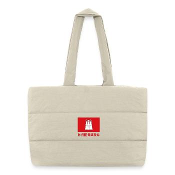 Hamburg castle icon on red background - Puffer Shopping Bag - natural - Front
