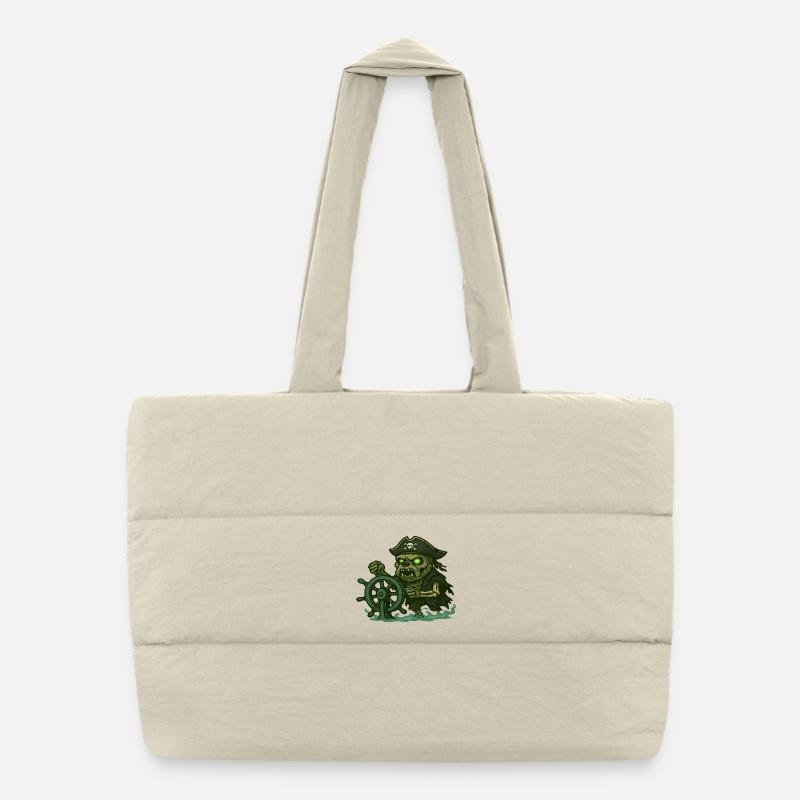 Zombie Pirate Steering Haunted Ghost Wheel Puffer Shopping Bag