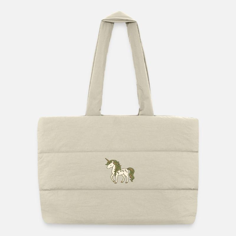 Licorne de la nature avec tresses de feuilles et vignes Sac shopping matelassé