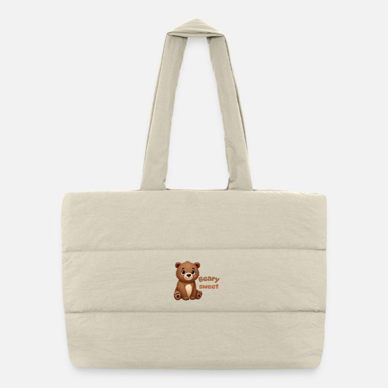 Cute Brown Bear Puffer Shopping Bag