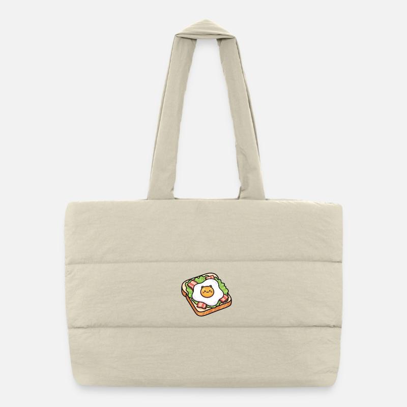 Sunny Toast Cat Egg Puffer Shopping Bag