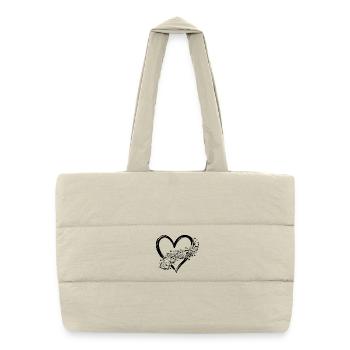 T-shirt Book Lover : Cœur des livres Design, lecture - Sac shopping matelassé - blanc naturel - Devant