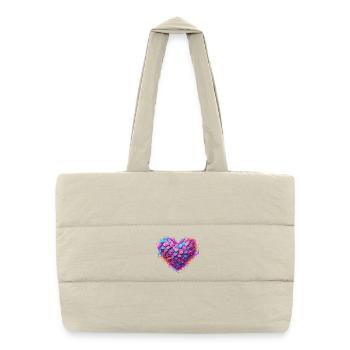 Plumes Cœur de Couleur Couleurs Néon - Sac shopping matelassé - blanc naturel - Devant