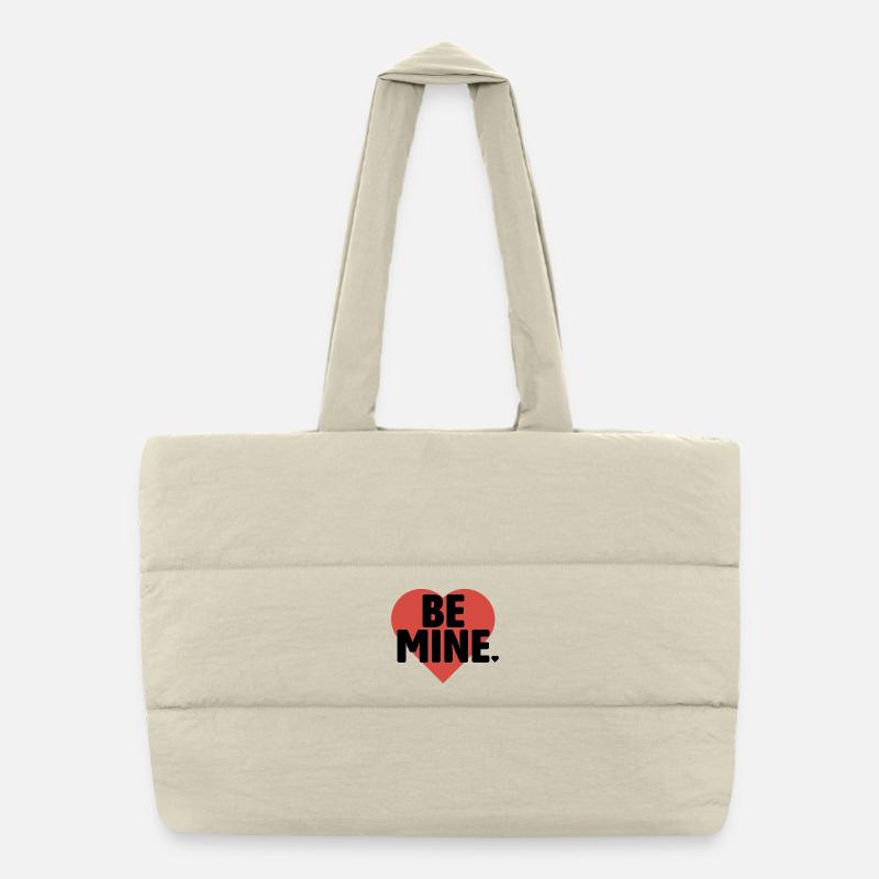 Be Mine Heart Bold Typography Puffer Shopping Bag