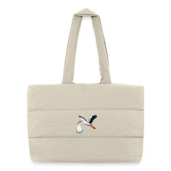 Storch mit Babytasche - Puffer-Einkaufstasche - Naturweiß - Vorne