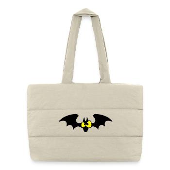 Staring Bat - Two Color Design - Puffer Shopping Bag - natural - Front