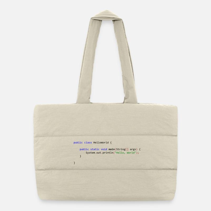 Bonjour tout le monde en Java - Sac shopping matelassé - blanc naturel