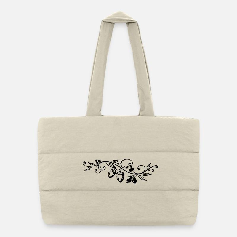 Vrille avec des glands, des feuilles de chêne Sac shopping matelassé