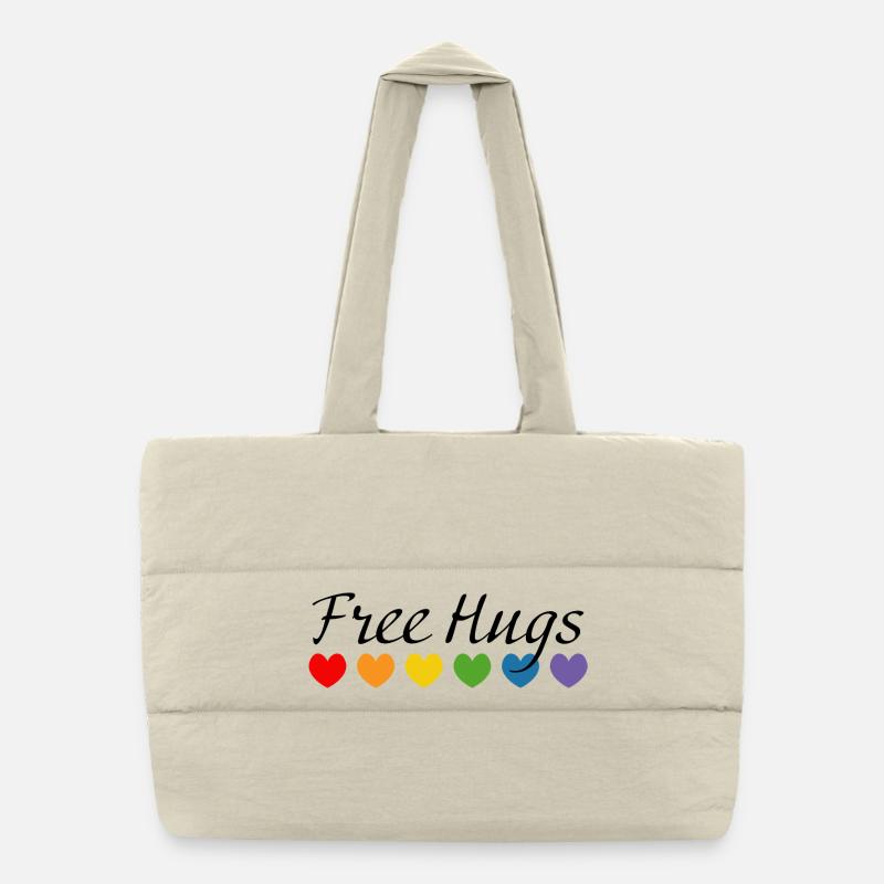 Regenbogenherzchen LGBT tshirt queer Free Hugs Puffer-Einkaufstasche