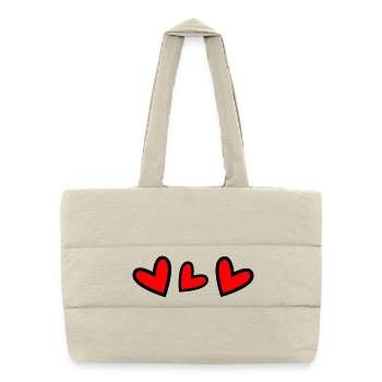 CŒUR. CŒURS. SAINT VALENTIN. LOVE. AMOUR. COUPLE. - Sac shopping matelassé - blanc naturel - Devant