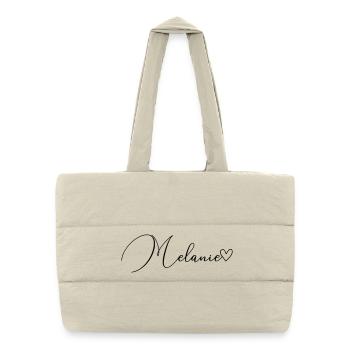 Melanie Surname First Name Girl - Puffer Shopping Bag - natural - Front