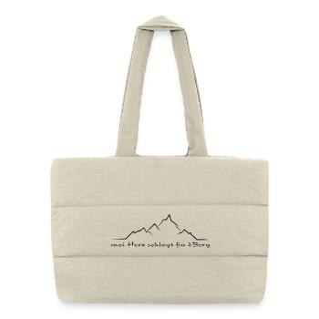 my heart slogs fia dBerg - Heart beats for mountain - Puffer Shopping Bag - natural - Front