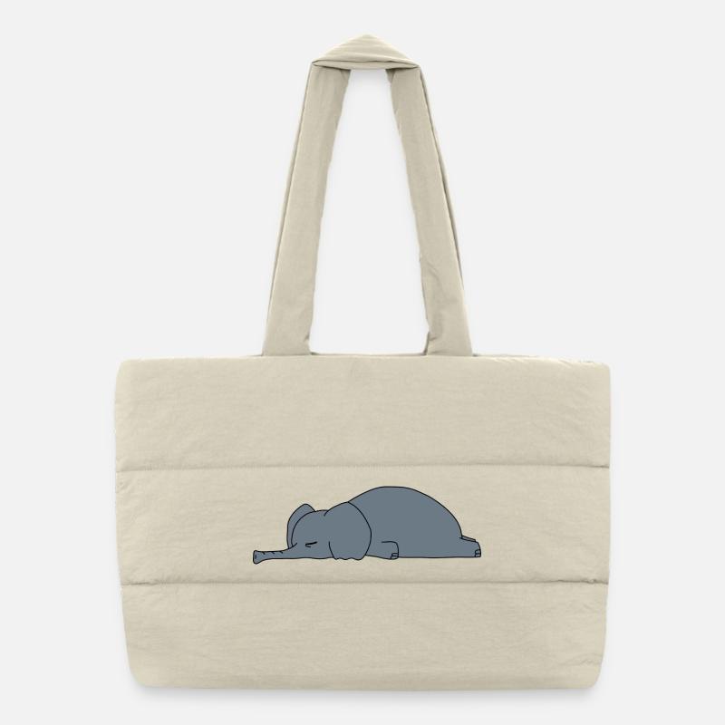 Lazy Elephant Sleeping Funny Sarcasm Animal Design Puffer Shopping Bag