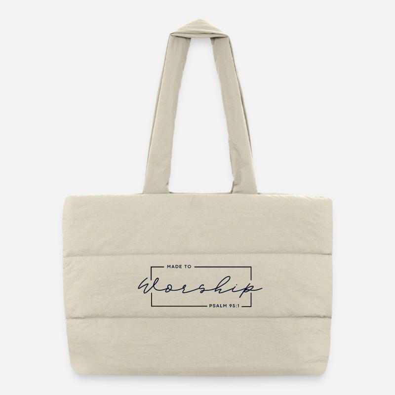 🙏Made to Worship - Psalm 95:1 Christian T-Shirt Puffer Shopping Bag