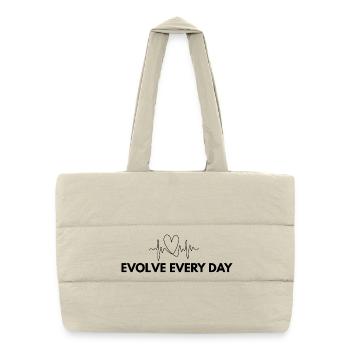 Evolve Every Day Shirt – Growth Mindset Print - Puffer-Einkaufstasche - Naturweiß - Vorne