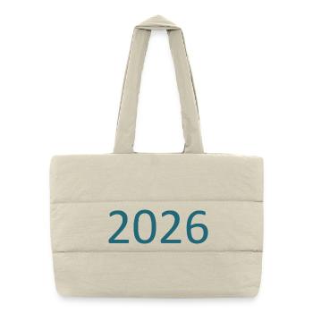 2026 Zahl Jahreszahl - Puffer-Einkaufstasche - Naturweiß - Vorne