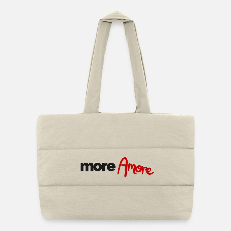 More Amore Women's T-Shirt – Romantic Typography Puffer Shopping Bag